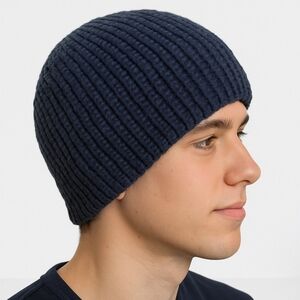 Hand Knit Unisex Beanie In Dark Grey OSFM